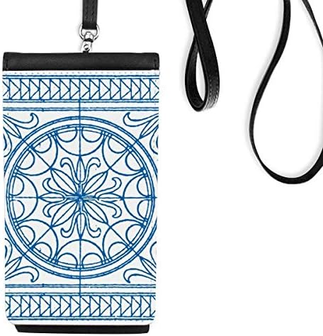 Talaverra estilo decorativo azul padrão telefonia bolsa pendurada bolsa móvel bolso preto