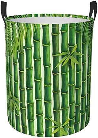 Kiuloam Natural Green Green Bamboo Prind Laundry Cestas, Testão Oxford à prova d'água dobrável com alça