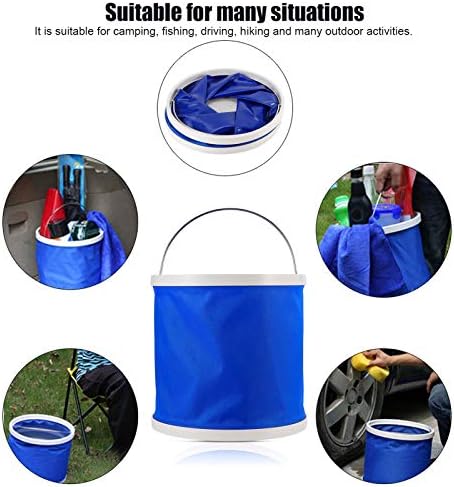 Balde de água dobrável okuyonic, recipiente de armazenamento de acampamento azul 2pcs Bucket colapsível 9L com alça robusta para