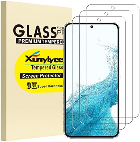 Xunylyee 3 pacote, protetor de tela para Samsung Galaxy S22, vidro temperado sem bolhas para Galaxy S22 5G