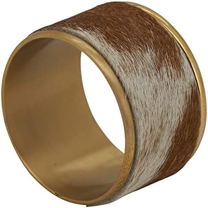 Saro Lifestyle Collection Cow Hide Napkin Rings, 1.5 , Brown