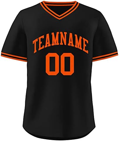 Camiseta de manga curta de decote em V Custom Baseball, nome e número personalizados e logotipo para jovens adultos
