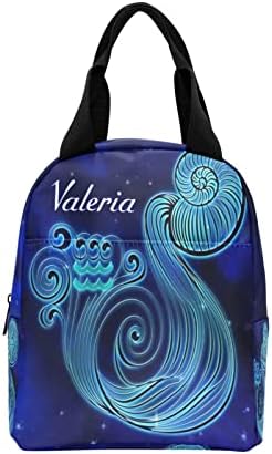 Nome personalizado Lunhanas isoladas à prova d'água Tote de almoço de nylon para homens Work Work School Outdoor Constellation Aquarius