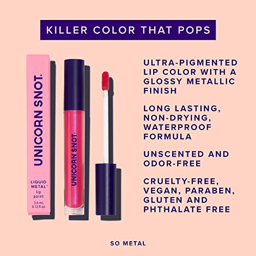 Unicorn Snot Liquid Metal Lip Paint | Pigmentos intensos, não secagem, duradoura e metálica da cor dos lábios | Maquiagem labial