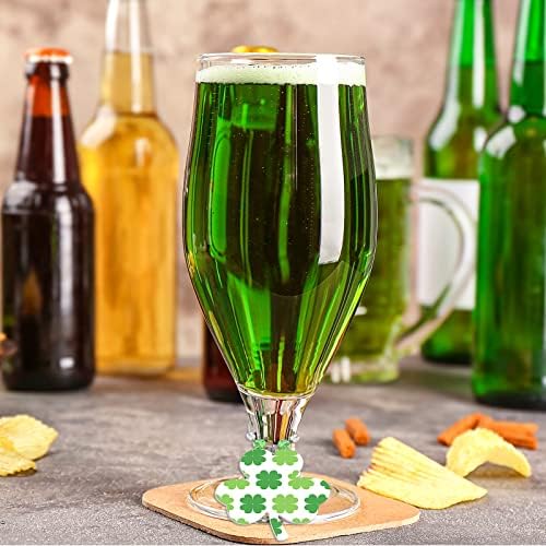 16 Peças St. Patrick's Patrick's Wine Glass Charms Marks Tags Shamrock Green Plaid Wine Charms Para copos de caule de copos fofos