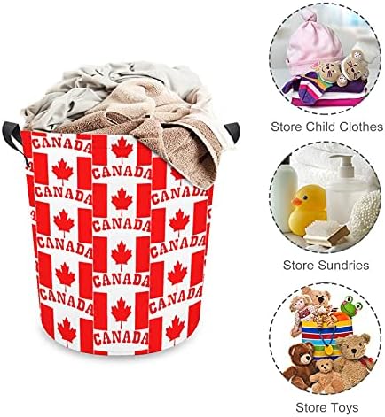 Canadá Maple Bandle Basket Laundry Horting With Handles Canvas Fabric Storage Bin Round para brinquedos de roupas