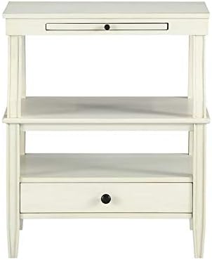 Comfort Pointe Newton Antique White Wood Storage Standing com uma gaveta e puxe a bandeja