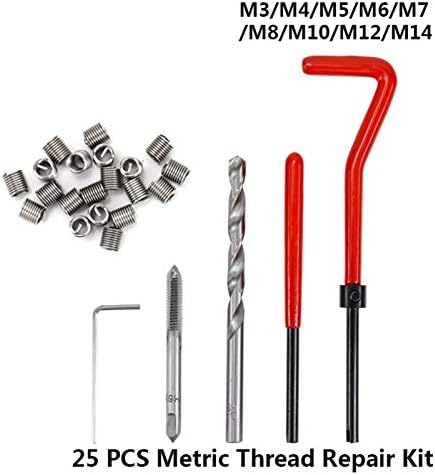 WMSS Maidou 25 kits de reparo de roscas métricas m3/m4/m5/m6/m7/m8/m10/m12/m14 inserções rosqueadas para reparar as ferramentas de