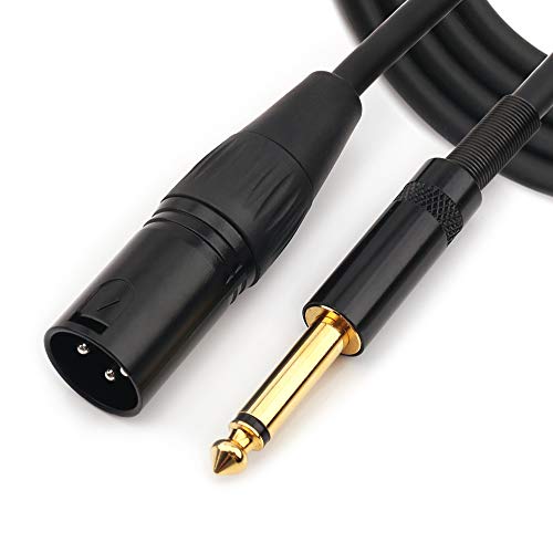 Nanyi 6,35 mm TS Male a XLR Interconect Machone Cable Microfone, Black / Liglo, adequado para microfones, alto -falantes ativos,