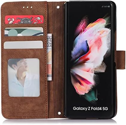 Compatível com Samsung Galaxy Z Fold 4 5G Caixa de carteira com suporte de cartão PU Strapa de couro dobrável Tampa de proteção à