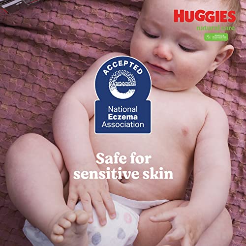 Limpos de bebê, Huggies Cuidados naturais sensíveis a fraldas de fraldas, pacote sem perfume, hipoalergênico, 1 flip-top