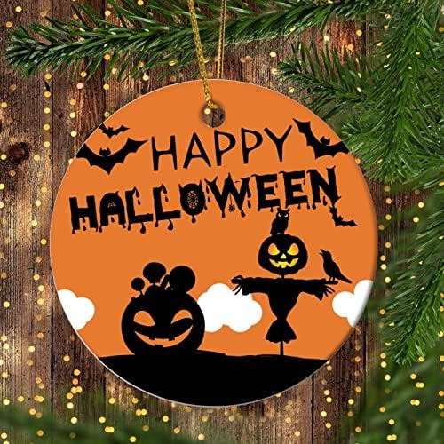 3 polegadas Happy Halloween Pumpkin Witch Ghost Bat Ornamentos de Natal Round Christmas Ornamentos para crianças meninos