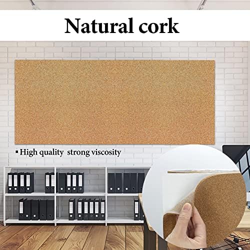 Crehnil Quartet Natural Cork Roll com apoio adesivo de 1/8 de polegada de espessura e bastão para paredes prateleira de prateleira
