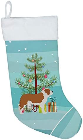 Tesouros de Caroline BB2994CS SAINT BERNARD Feliz Natal Árvore de Natal Meias, lareira pendurando meias de Natal Decoração de