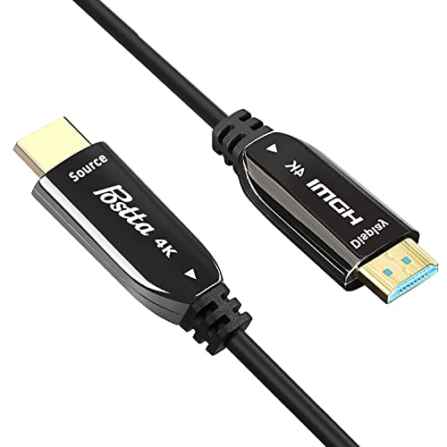 O cabo HDMI de fibra óptica de 200 pés de 200 pés suporta 4K/60Hz, 18Gbps, 4: 4: 4/4: 2: 2/4: 2: 0, HDCP 2.2