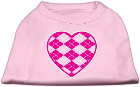 Mirage Pet Products Argyle Heart Pink Screen Print Camiseta clara xl