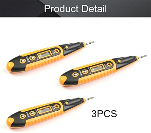 FILECT 3PCS Detector de tensão Pen, teste de fenda Testador de fenda Testador elétrico Teste da caneta Centro de fenda Display Digital