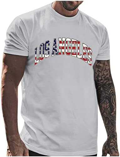 UBST 4 de julho camisetas patrióticas para homens de manga curta Carta de impressão de letra de impressão de panor