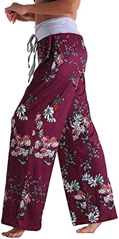 Calça de ioga de flare míshui para mulheres de impressão alta calças de pernas confortáveis ​​calças de cintura feminino