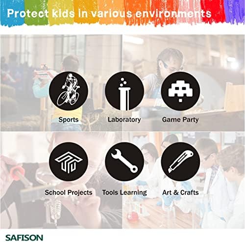 Safison 28 Pacote copos de segurança infantis, Ansi Z87.1 Óculos protetores do tamanho da criança em 7 cores, arranhões
