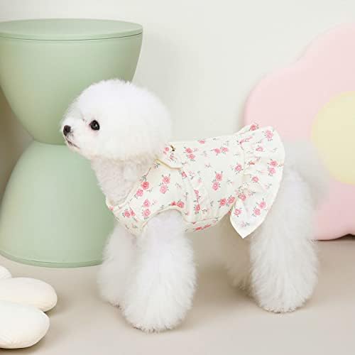 Vestido de cachorro de inverno floral muyaopet com com casaco de estimação de casaco de estimação D ring touco macio de