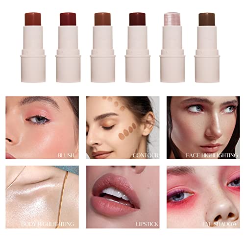 Multifuncional maquiagem Bole preguiçoso Highlighter Rouge Stick Stick Buildable Fórmula hidratante transparente transparente