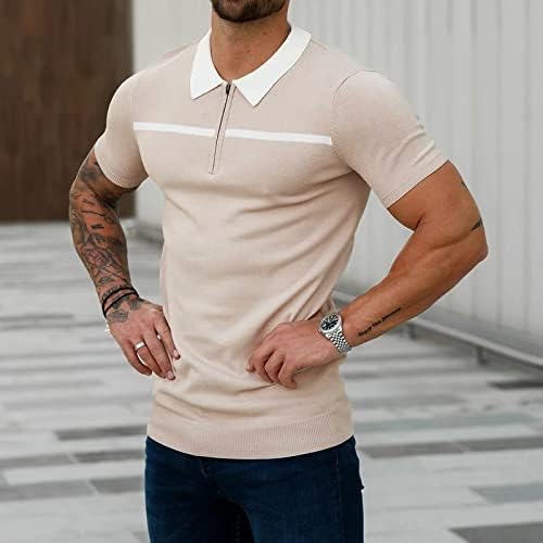 BMISEGM Camisetas de verão masculino masculino Spring e verão grossa jacquard botão curto tricotar as camisas de manga comprida