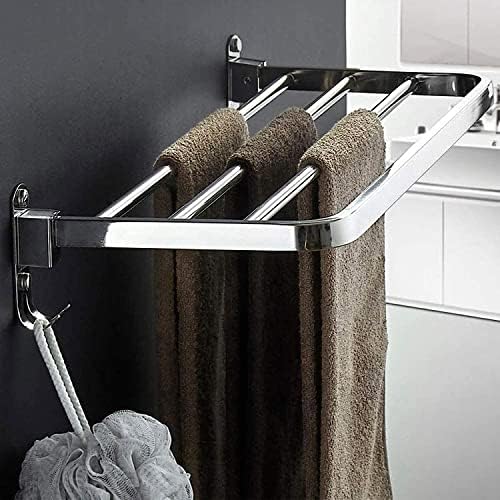 Rack de toalha de barra de toalha, camada única 304 Montagem de parede de aço inoxidável 90 Toalha dobrável Rail