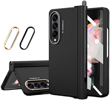 Gadget-Park Galaxy Z Fold 4 Case, Caixa de proteção ao suporte para canetas da dobradiça com decoração de câmera e