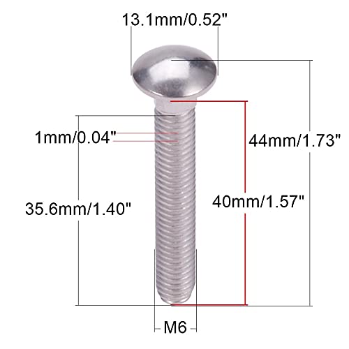 Parafusos de transporte de 8pcs yinpecly m6 × 40mm para parafuso de pescoço de cabeça redonda parafuso de colar