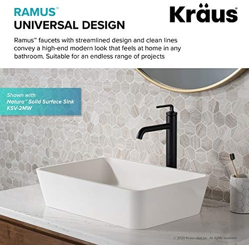 Kraus Novis Single Handled Sink Sink Torneira de banheiro com dreno pop-up em preto fosco, KVF-1220MB