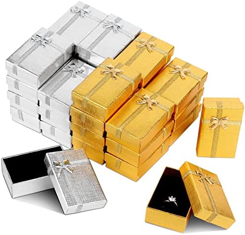 Crafshou 32 PCs Jewerly Gift Boxes Caixas de anel de papelão com tampas variadas de preenchimento caixas de papel para