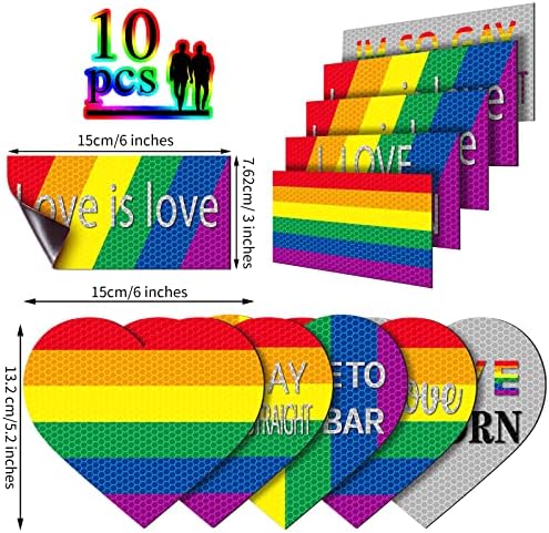 10 peças Decorações do orgulho do arco -íris adesivos de pára -choques de orgulho magnético decalques de carro arco
