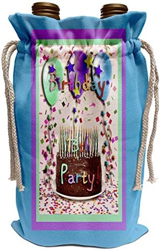 3drose Beverly Turner Aniversário Convite Design - 13th Festy Party Invitation Chocolate Cake - Bolsa de vinho