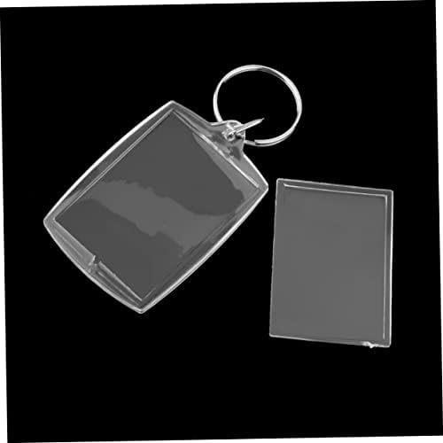 Tofficu 50pcs Mini chaveiro de teclado plástico quadros de imagem plástico quadros em branco PhotoChain Blank KeyChains