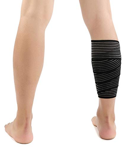 Ufouuy 2 peças 120 cm de ferida em espiral Bandagem elástica Shank Knee Pad Shin Guard Protection Sports Fitness Gym