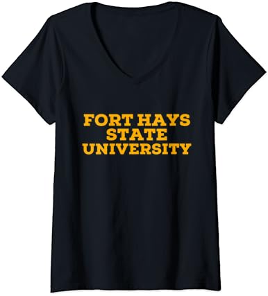 T-shirt de decote em V State University FHSU da Womens Fort Hays FHSU
