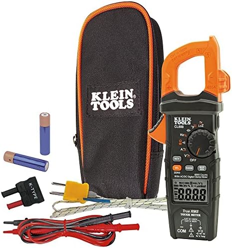 Klein Tools CL800 Medidor de grampo digital, TRMs de reangão automática, AC/DC Volt/Current, Loz, continuidade, frequência, capacitância,