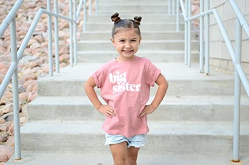 Olive Loves Apple Youth Big Sister Gravidez Anúncio T-shirt para roupas de meninas para jovens roupas de irmãos