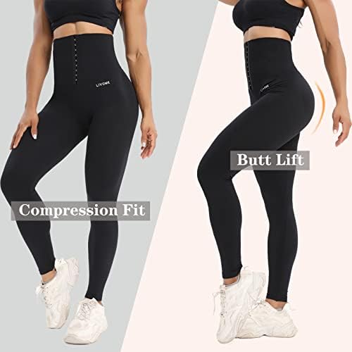 Livome High Caist Corset Leggings para mulheres Treinador de caídas Tomme Control Pants ioga com cintura ajustável