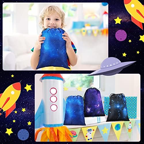 12 PCs Galaxy Sacos de cordão com tema Galáxia Night Sky Candy Treat tutrinho de tração Backpack Backpack Sacos Universo