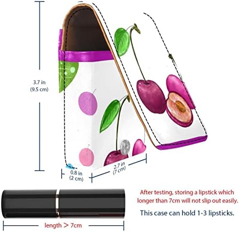 Caixa de batom de Oryuekan com espelho bolsa de maquiagem portátil fofa bolsa cosmética, aquarela folhas cereja frutas