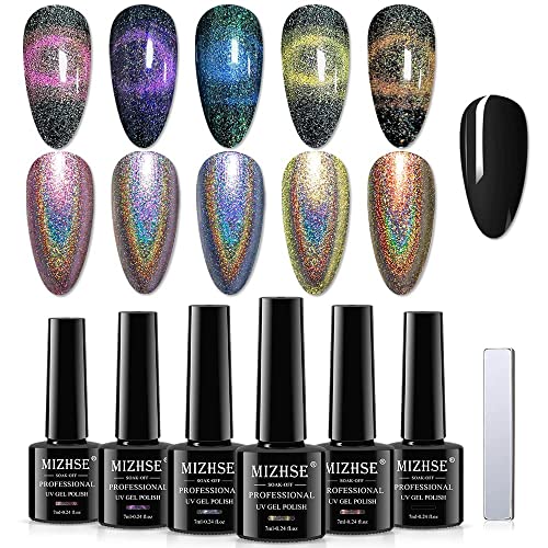 Mizhse 9d Cat Eye Gel Polish Moda Chameleon Gel Magnetic 10ml Mergulhe o LED UV com 2 esmalte em gel de ímã Gel Set 6pcs