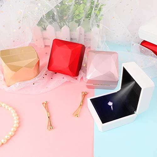 Isuperb Ring Box Proposta de engajamento Caixas de anel quadrado com caixa de jóias LED Light Jewelry para proposta de