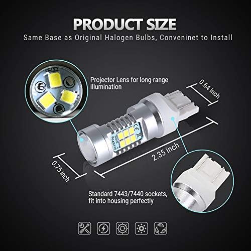 Antline extremamente brilhante 7443 7440 T20 7441 992 W21W 21-SMD 2835 Chipsets 1260 lúmens Substituição de lâmpada LED Branco