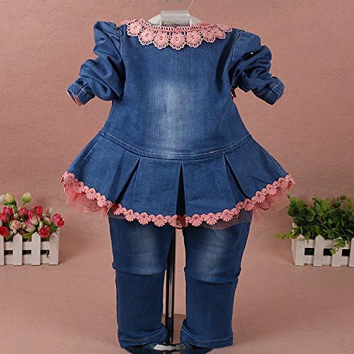 Yao 6m-4y Infant 3pcs Roupas meninas de meninas definidas para roupas casuais casuais jaqueta de vestido de renda e jeans