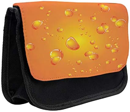 Caixa de lápis laranja queimada lunarável, bolhas vibrantes frescas, bolsa de lápis de caneta com zíper duplo, 8,5 x 5,5, laranja