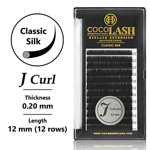 Extensões de cílios de coco de coco, clássico J Curl [0,20mm], Extensões de cílios individuais de vison de visita