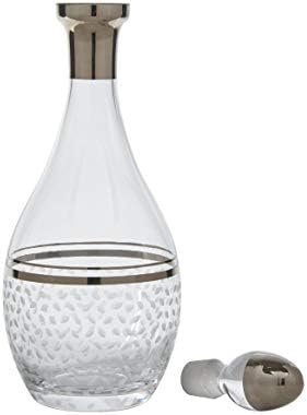 Glazze Crystal Handcrafted Premium Glass Wine Decanter e Stopper | Detalhamento de acabamento em platina 24K pintado à mão