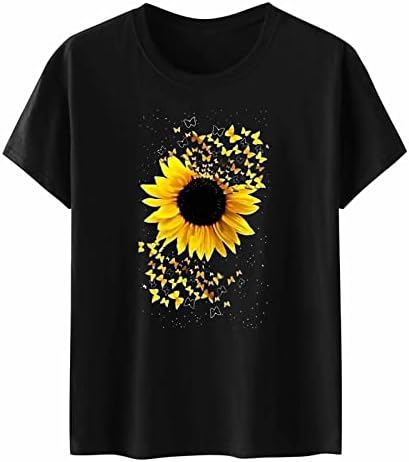 Camisas de girassol para mulheres fofas de dente -de -leão camiseta de verão mulheres de manga curta camiseta de manga